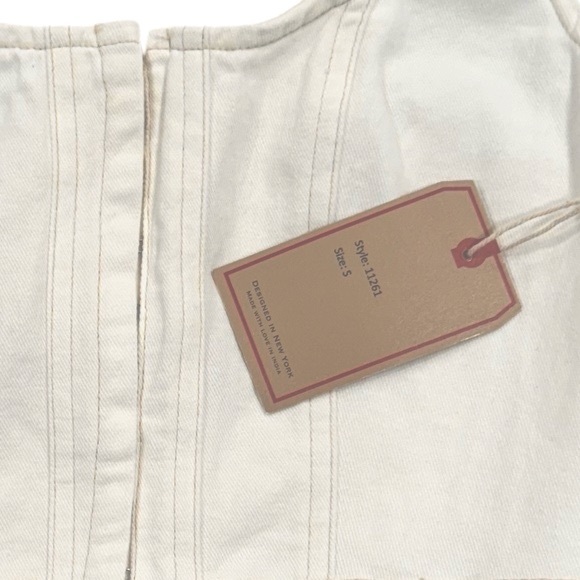 LONE STAR Bustier Corset Crop Top Stretchy Smocked Back Light Cream NWT Small - Picture 5 of 7